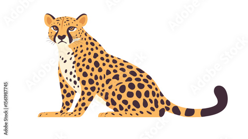 Majestic Big Cat Sitting in Savanna - Wildlife Photography