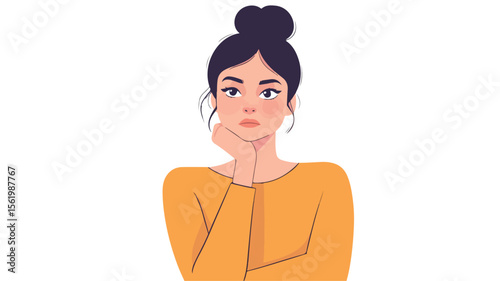 Professional Woman Expressing Thoughtful, Displeased, Envious Emotions