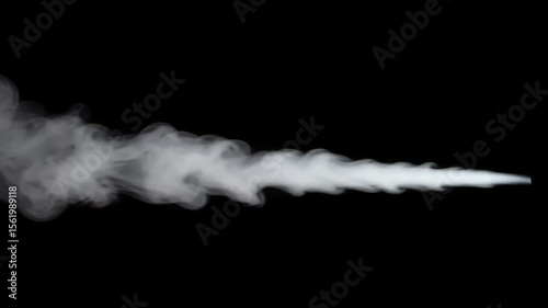 White Smoke Stream Flowing Against Black Background