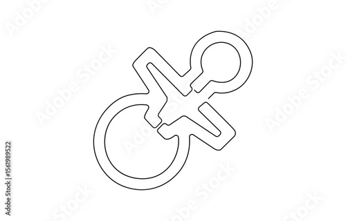 Pacifier for baby. Continuous line one drawing. Newborn Nipple Continuous Line,  Simple line illustration, Pacifier for baby. Continuous line one drawing. Vector illustration.