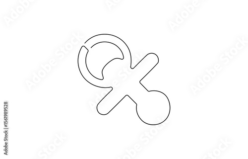 Pacifier for baby. Continuous line one drawing. Newborn Nipple Continuous Line,  Simple line illustration, Pacifier for baby. Continuous line one drawing. Vector illustration.
