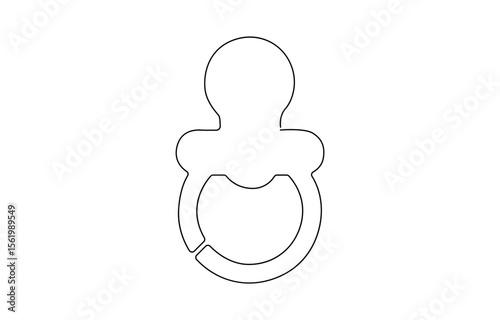 Pacifier for baby. Continuous line one drawing. Newborn Nipple Continuous Line,  Simple line illustration, Pacifier for baby. Continuous line one drawing. Vector illustration.