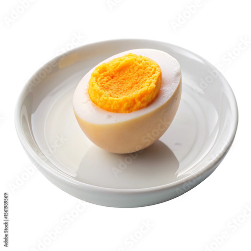 Salted egg served on a dish offers a flavorful and traditional taste commonly used in Asian cuisine
