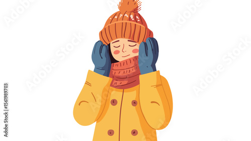 Woman Freezing in Cold Weather - Professional Stock Image