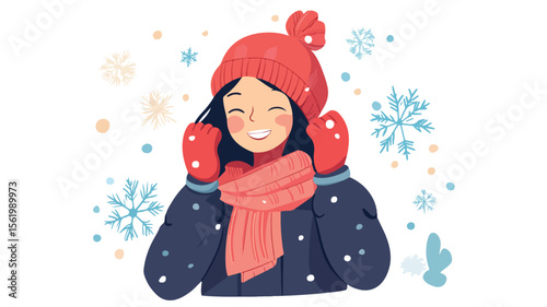 Cold Weather Woman Shivering in Freeze Outdoors