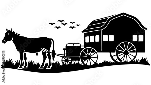 Farmer Carrying Hay for Cows Near the Barn
