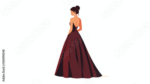 Confident Young Woman Standing With Hands Behind Back, Back View - Professional Photography