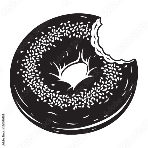 Warmth in a circle – Bagel silhouette reflected in tasty Bagel vector – Bagel illustration

