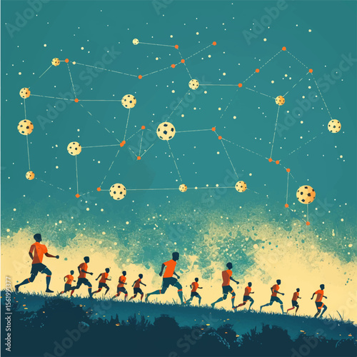 Sports card team plays football, poster