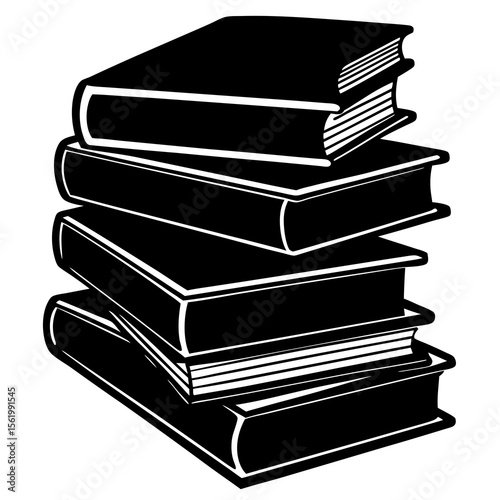 Charming stack of books in vintage silhouette—ideal for vintage libraries, book blogs, or academic t-shirt prints.