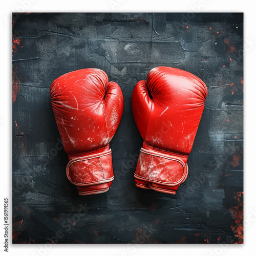red boxing gloves. Vector illustration depicting a pair of boxing gloves, made in a realistic style. The gloves are located next to each other, their volume and texture are emphasized. Ideal for use I