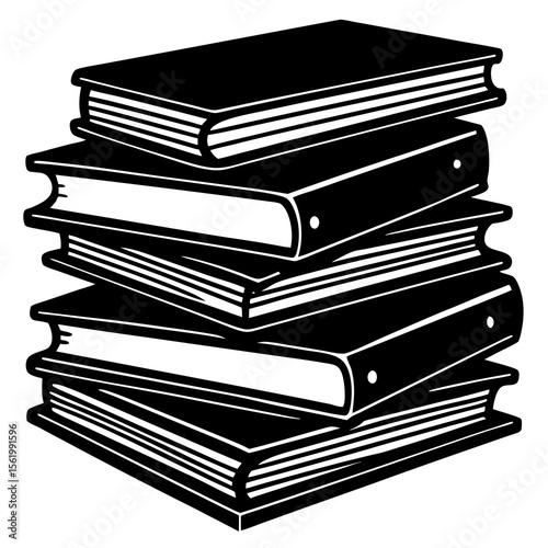 A neat pile of vintage books in silhouette—great for cozy reading graphics, retro classrooms, or historical content.