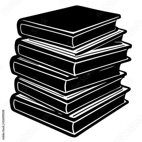 Elegant vintage book stack silhouette vector—great for storytelling, history-themed designs, and old-fashioned literary art.