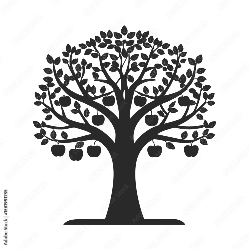 Fototapeta premium Apple Tree vector silhouette illustration isolated on white background