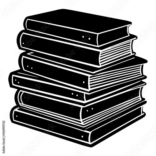 Retro book stack silhouette—ideal for educational projects, reading campaigns, or vintage-inspired wall art.