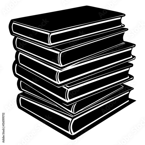 Antique stacked book silhouette—great for creating timeless literary graphics or retro-themed merchandise.