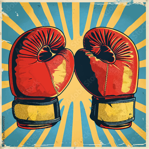illustration of boxing gloves. Vector illustration depicting a pair of boxing gloves, made in a realistic style. The gloves are located next to each other, their volume and texture are emphasized. Ide