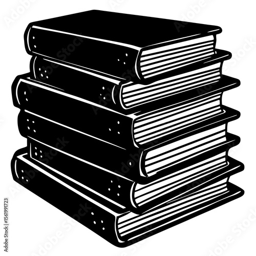 Vintage-style stacked books silhouette—great for cozy book corner decor, library flyers, or World Book Day illustrations.