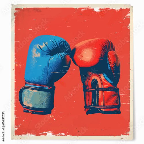 red boxing gloves. Vector illustration depicting a pair of boxing gloves, made in a realistic style. The gloves are located next to each other, their volume and texture are emphasized. Ideal for use i