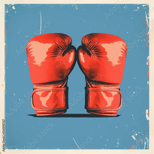 pair of boxing gloves. Vector illustration depicting a pair of boxing gloves, made in a realistic style. The gloves are located next to each other, their volume and texture are emphasized. Ideal for u