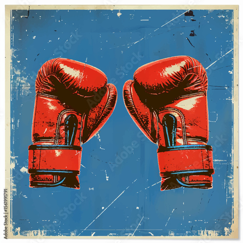 red boxing gloves. Vector illustration depicting a pair of boxing gloves, made in a realistic style. The gloves are located next to each other, their volume and texture are emphasized. Ideal for use i