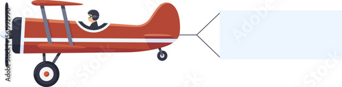 Flying advertising banner pulled by light aircraft in flat style vector illustration. Flying planes and helicopters set with the banners, template for text.