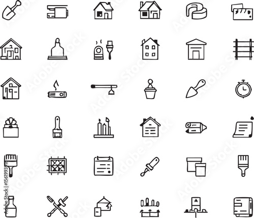 Construction and Home Improvement Vector EPS Icons Set – Tools, Hardware, Renovation, Building, DIY Elements Collection