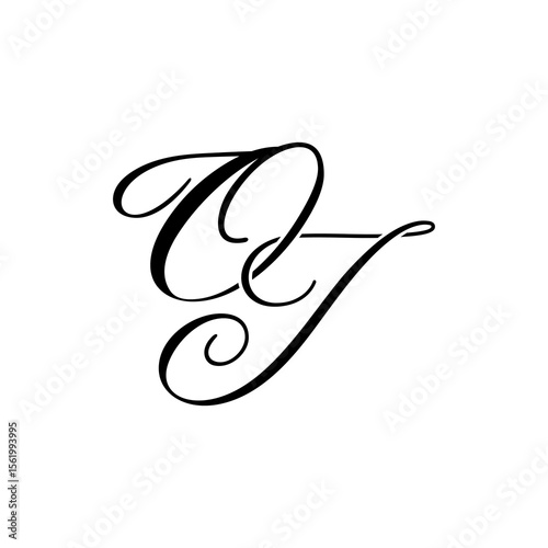 Elegant OJ Monogram Logo in Black Script – Luxury Calligraphy Initial Design on White Background