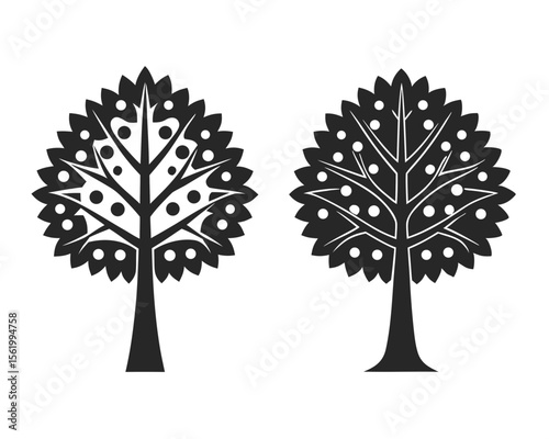 Ash tree icon vector silhouette illustration isolated on white background