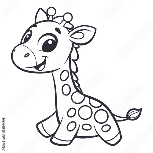Adorable Baby Giraffe Coloring Page for Kids and Toddlers