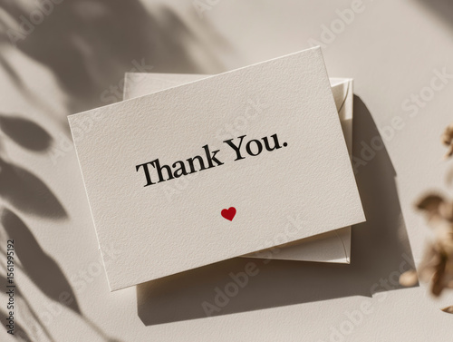 Thank you card with simple design and heartfelt message on a soft background