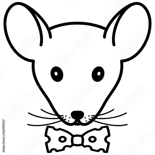 Outline of a mouse head with a symbolic tie made of cheese
