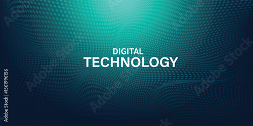 Wallpaper Mural Digital technology speed connect blue green background, cyber nano information, abstract communication, innovation future tech data, internet network connection, Ai big data, line dot illustration Torontodigital.ca