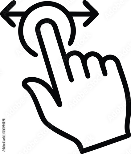 Hand gesture swipe with arrows, interaction symbol icon, outline illustration