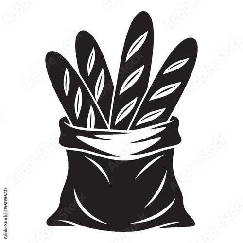 A slender staple of French cuisine – Baguette silhouette shaped into natural Baguette vector – Baguette illustration

