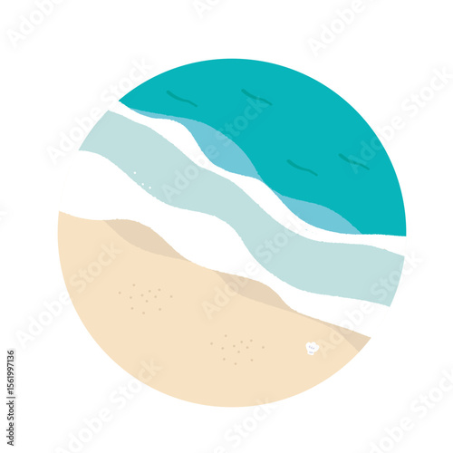 手書きでフラットな海のイラスト

