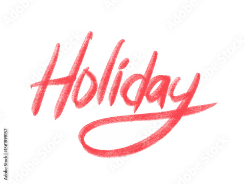 Hand-lettered "Holiday" text in a cheerful, crayon-like style. Perfect for vacation, travel, and celebration designs.