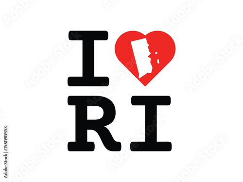 creative love with Rhode Island map design, vector illustration, isolated on transparent background