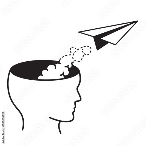 Illustration of a thought process symbolic of idea generation and creative thinking