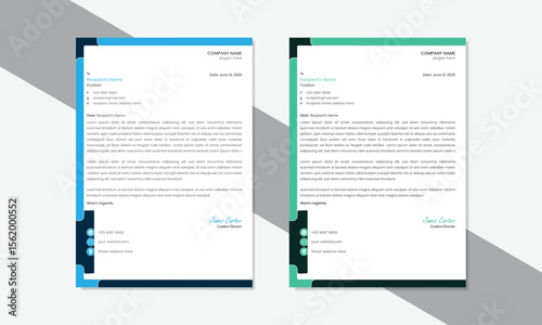 Creative Blue and White Letterhead design template for print.