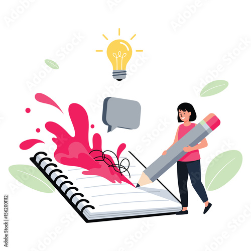 Creative Idea Writing with Lightbulb