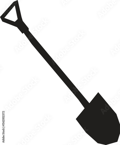 Silhouette of a shovel tool, Shovel icon vector, Garden shovel  vector on white background.