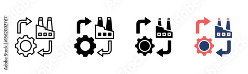 Manufacturing Process icon sheet multiple style collection