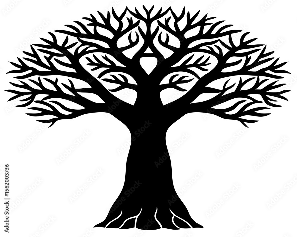 Obraz premium Baobab tree vector silhouette illustration isolated on white background