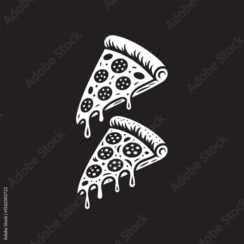 pizza silhouettes set fast traditional food top and side view