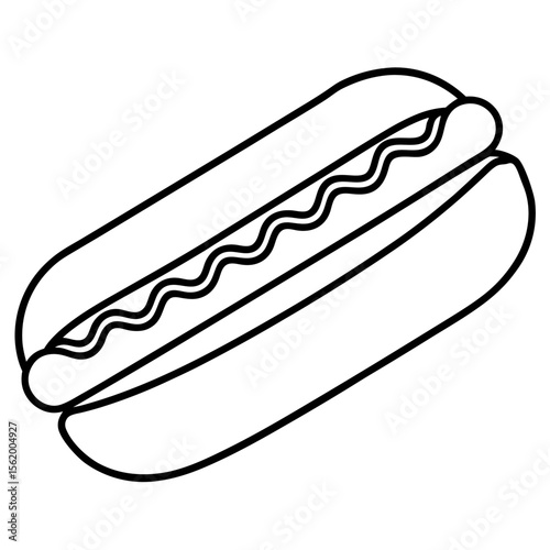 Hotdog Icon in Bun – Minimalist Vector Fast Food Illustration, Snack Symbol for Menu Design, Food Delivery, BBQ Graphics, Street Food Concept, Editable Isolated Clipart