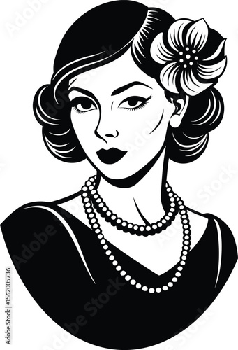 Floral-Crowned Silhouette of a Timeless Muse