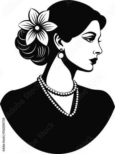 Floral-Crowned Silhouette of a Timeless Muse