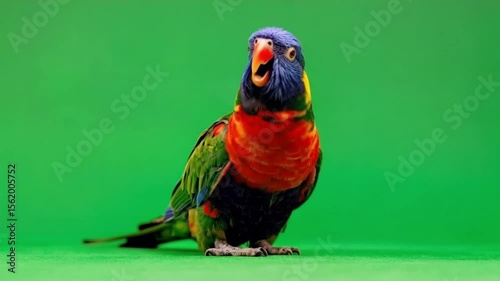 Wallpaper Mural A colorful lorikeet standing on a green surface looking to the left in a studio setting green screen animal video Torontodigital.ca