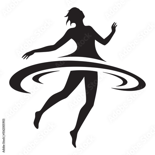 Silhouette of a woman dancing with fluid swirls suggesting movement and joy